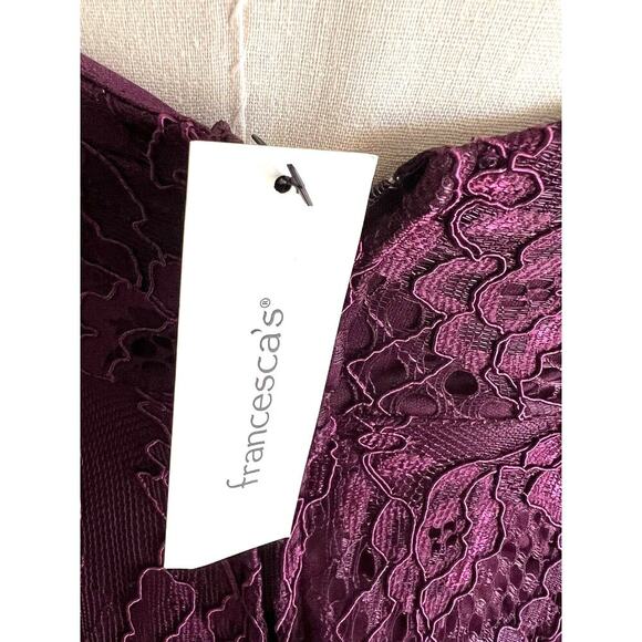 Francesca’s Beautiful Womens Deep Purple Lace Dress With Zipper Closure NWT XS - Picture 4 of 8